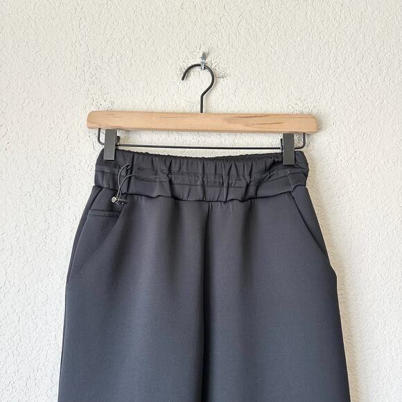 A DAY Trouser Pants Black MR Straight Leg Capri Stretch Minimalist - Picture 3 of 12